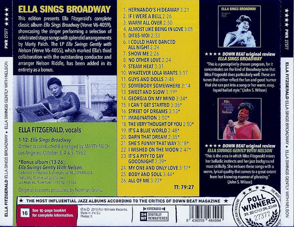 Ella Fitzgerald : Ella Sings Broadway + Ella Swings Gently With Nelson (CD, Comp, RM)