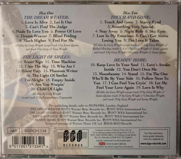 Gary Wright : The Dream Weaver / The Light Of Smiles / Touch And Gone / Headin’ Home (2xCD, Album, Comp, RM, Sli)