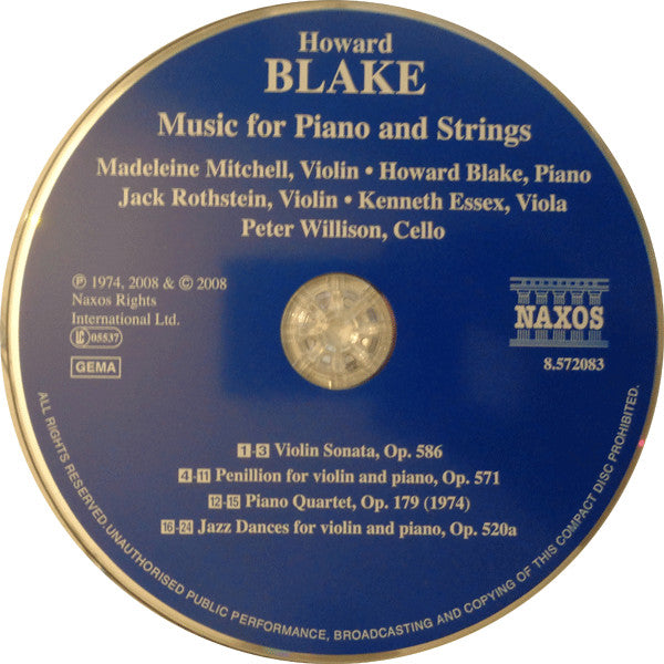 Howard Blake, Madeleine Mitchell : Howard Blake Music for Piano and Strings - Violin Sonata / Piano Quartet (CD, Album)