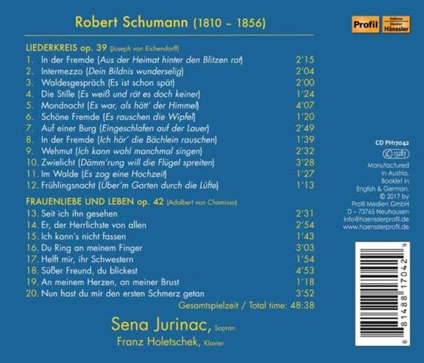 Robert Schumann - Sena Jurinac, Franz Holetschek : Liederkreis, Op. 39 / Frauenliebe Und Leben, Op. 42 (CD, Album)