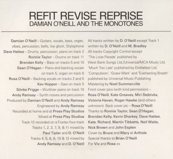 Damian O'Neill And The Monotones : Refit Revise Reprise (CD, Album)