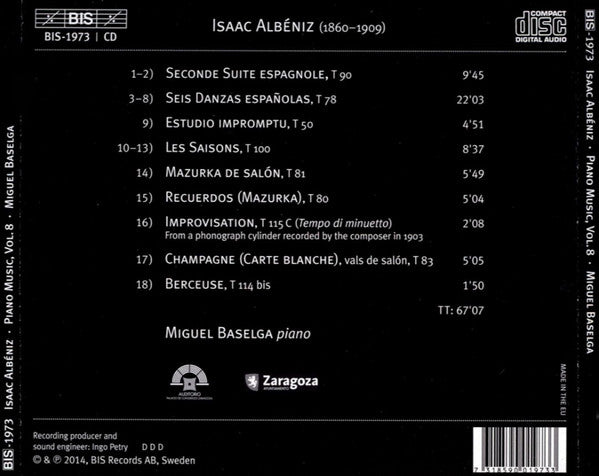 Isaac Albéniz, Miguel Baselga : Piano Music - Volume 8 (CD, Album)