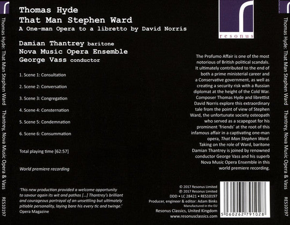 Thomas Hyde (2), Damian Thantrey, Nova Music Opera Ensemble, George Vass : That Man Stephen Ward (CD, Album)