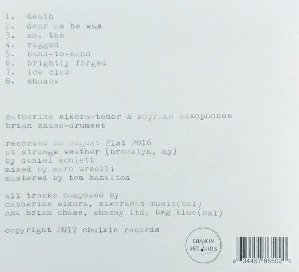 Catherine Sikora / Brian Chase : Untitled: After (CD, Album)