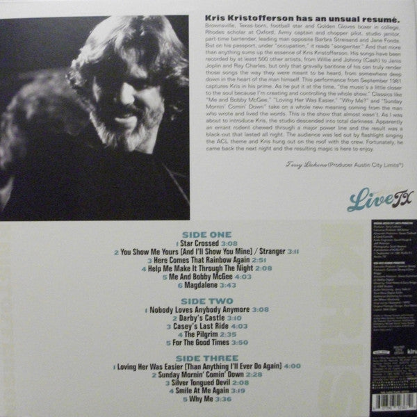 Kris Kristofferson : Live From Austin TX (LP + LP, S/Sided + Album, RE)