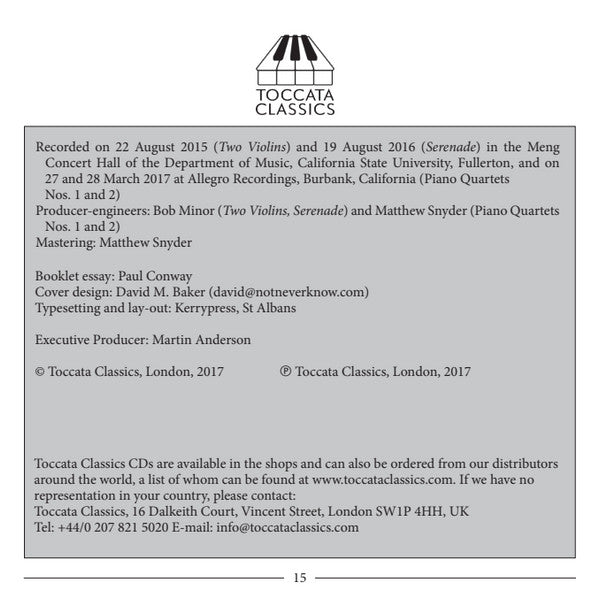 Gerard Schurmann, Alyssa Park, Shalini Vijayan, Martin Beaver, Lyris Quartet, Mikhail Korzhev : Chamber Music, Volume Three (CD, Album)
