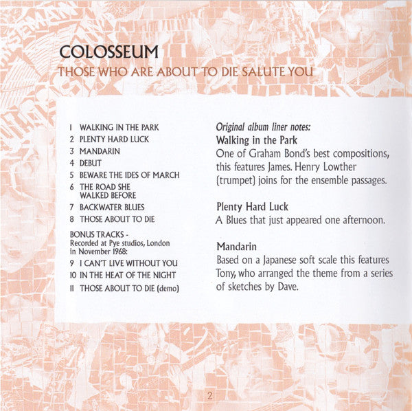Colosseum : Those Who Are About To Die Salute You (CD, Album, RE, RM)
