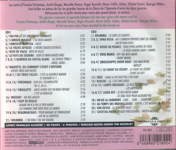Various : La Gloire De L'Opérette 1922 - 1937 (2xCD, Comp)