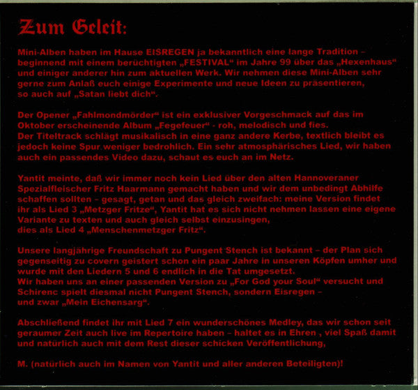 Eisregen : Satan Liebt Dich (CD, MiniAlbum)
