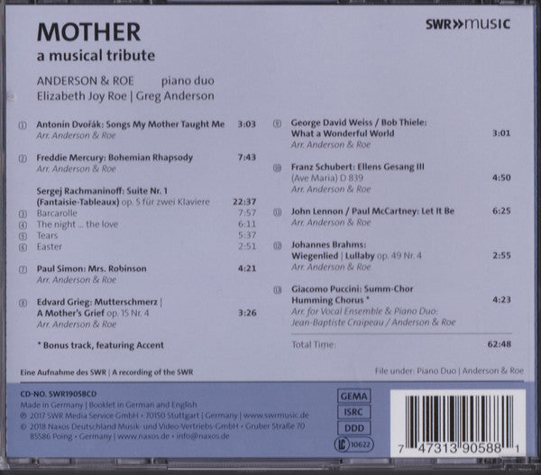 Anderson & Roe Piano Duo : Mother: A Musical Tribute (CD, Album)