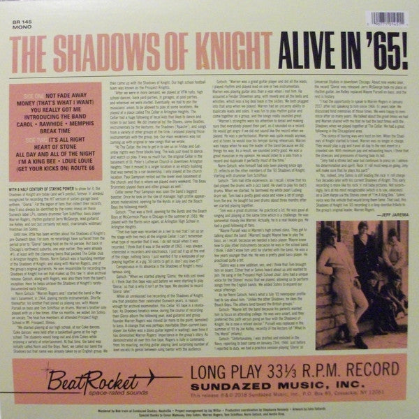 The Shadows Of Knight : Alive In '65! (LP, Col)