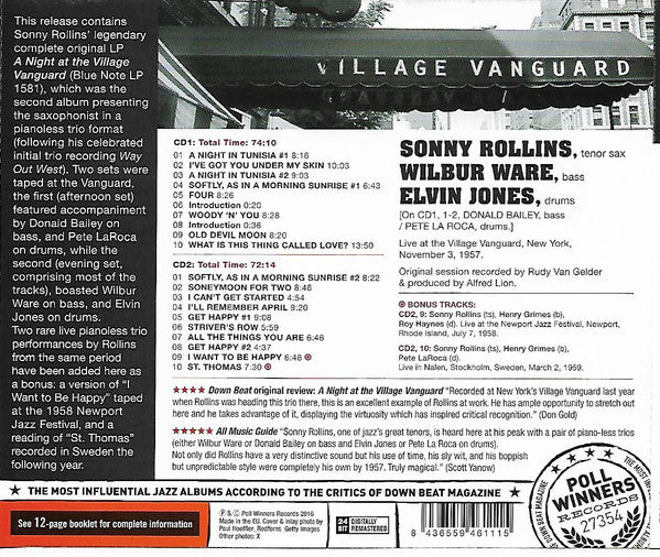 Sonny Rollins : A Night At The Village Vanguard (2xCD, Comp, RE, RM)