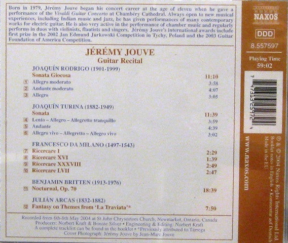Jérémy Jouve : Guitar Recital (CD)