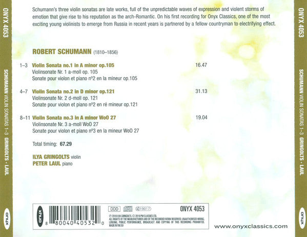 Ilya Gringolts • Petr Laul : Schumann Violin Sonatas 1–3 (CD, Album)