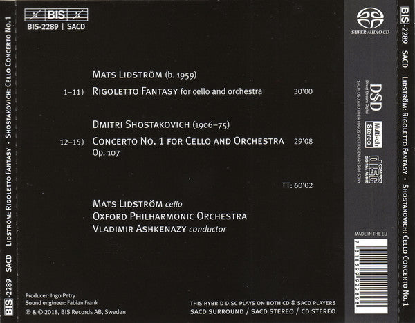 Mats Lidström / Dmitri Shostakovich, Mats Lidström, Oxford Philharmonic Orchestra ∙ Vladimir Ashkenazy : Rigoletto Fantasy / Cello Concerto No. 1 (SACD, Hybrid, Multichannel, Album)