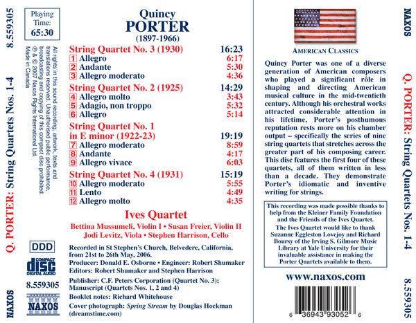 Quincy Porter, Ives String Quartet : String Quartets Nos. 1-4 (CD, Album)