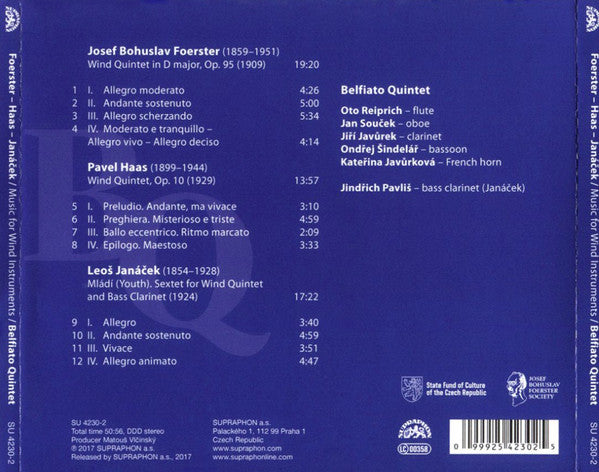 Josef Bohuslav Foerster, Leoš Janáček, Pavel Haas, Belfiato Quintet : Music For Wind Instruments (CD, Album)