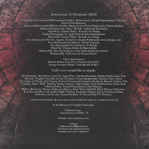 Null'O'Zero : Instructions To Dominate (CD, Album)