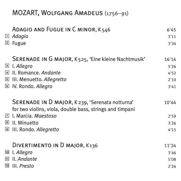Wolfgang Amadeus Mozart, Camerata Nordica, Terje Tønnesen : Serenata Notturna; Three Divertimenti; Eine Kleine Nachtmusik (SACD, Hybrid, Multichannel)