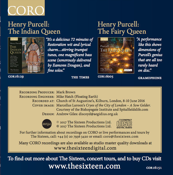 Henry Purcell, The Sixteen, Harry Christophers : Royal Welcome Songs For King James II (CD, Album)