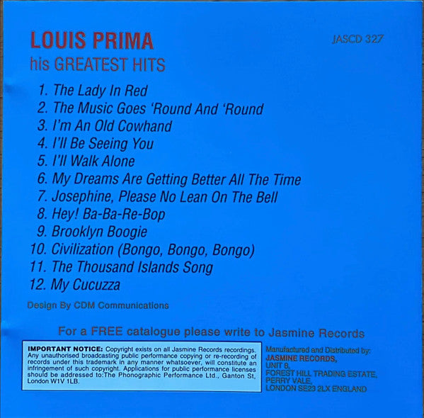 Louis Prima : His Greatest Hits (CD, RE)