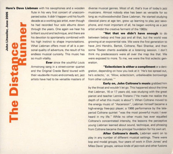 David Liebman : The Distance Runner (CD, Album)