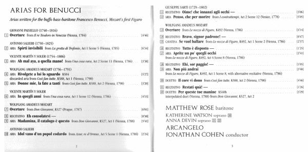 Matthew Rose (3), Arcangelo, Jonathan Cohen (7) : Arias For Benucci (CD, Album)