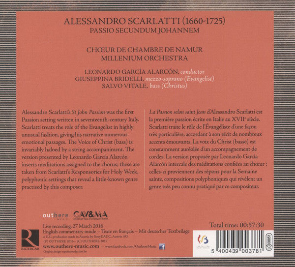 Alessandro Scarlatti, Giuseppina Bridelli, Millenium Orchestra, Choeur De Chambre De Namur, Leonardo Garcia Alarcón, Salvo Vitale : Passio Secundum Johannem (CD, Album)