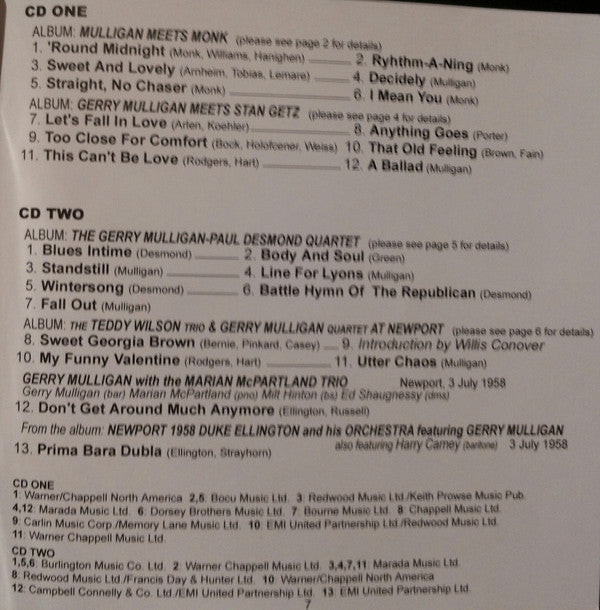Gerry Mulligan : Three Classic Albums Plus (2xCD, Comp, RM)