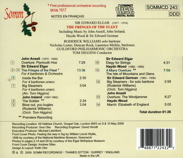 Sir Edward Elgar, Tom Higgins (4), Guildford Philharmonic Orchestra : The Fringes Of Fleet (CD, Album)