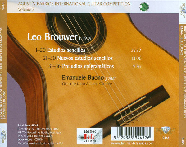 Emanuele Buono, Leo Brouwer : Estudios Sencillos, Nuevo Estudios Sencillos, Preludios Epigramáticos (CD, Album)