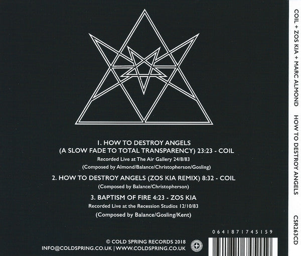 Coil + Zos Kia + Marc Almond : How To Destroy Angels (CD, RM)
