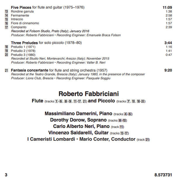 Camillo Togni, Roberto Fabbriciani, Dorothy Dorow, Vincenzo Saldarelli, Massimiliano Damerini, Carlo Alberto Neri, I Cameristi Lombardi, Mario Conter : Works For Flute (CD, Album)