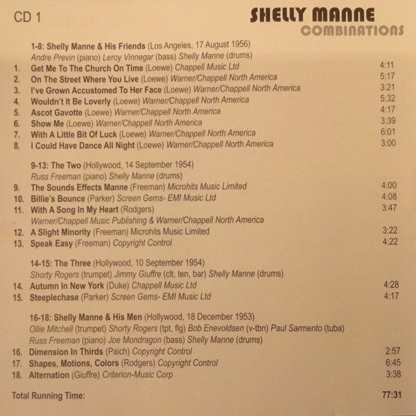 Shelly Manne : Combinations (2xCD, Comp, Mono)