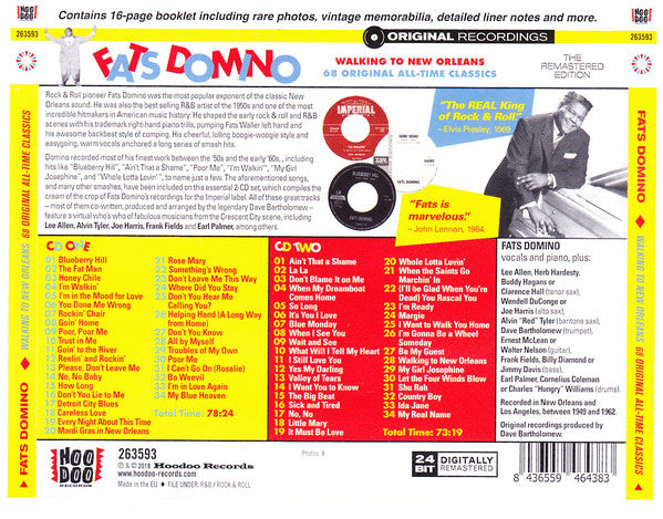 Fats Domino : Walking To New Orleans - 68 Original All-Time Classics (2xCD, Comp, RM)