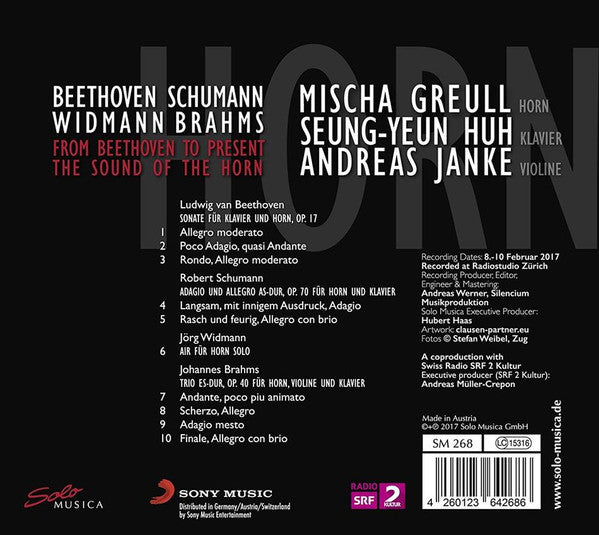 Ludwig van Beethoven, Robert Schumann, Jörg Widmann, Johannes Brahms, Mischa Greull, Seung-Yeun Huh, Andreas Janke : From Beethoven To Present: The Sound Of The Horn (CD, Album)