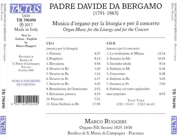 Padre Davide da Bergamo, Marco Ruggeri (4) : Musica D'organo Per la Liturgia E Per Il Concerto (2xCD, Comp)