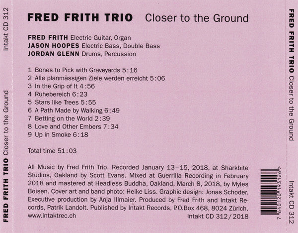 Fred Frith Trio : Closer To The Ground (CD, Album)