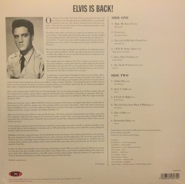 Elvis Presley : Elvis Is Back! (LP, Album, RE, 180)