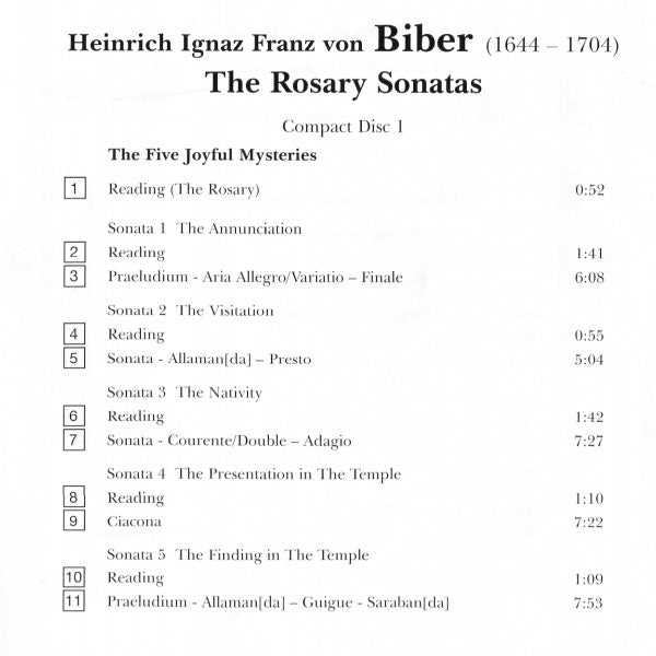 Heinrich Ignaz Franz Biber, Pavlo Beznosiuk, David Roblou, Paula Chateauneuf, Richard Tunnicliffe, Timothy West : The Rosary Sonatas (2xCD, Album)