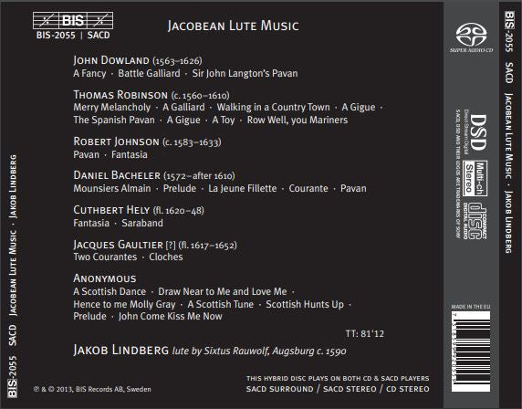 Jakob Lindberg : Jacobean Lute Music (SACD, Hybrid, Multichannel, Album)