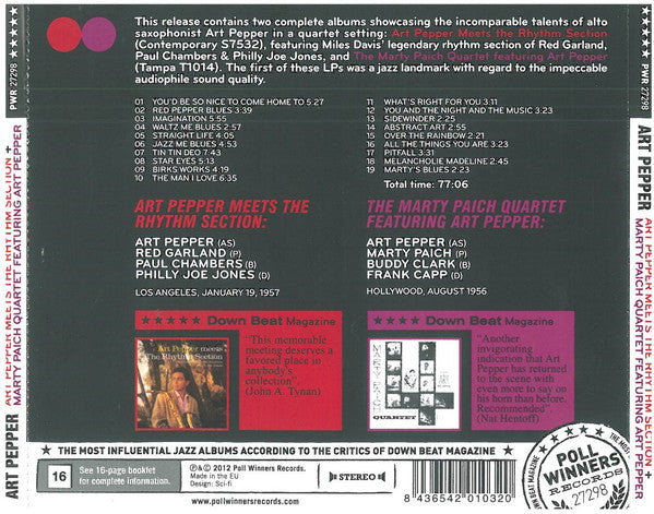 Art Pepper : Art Pepper Meets The Rhythm Section + Marty Paich Quartet Featuring Art Pepper (CD, Comp)