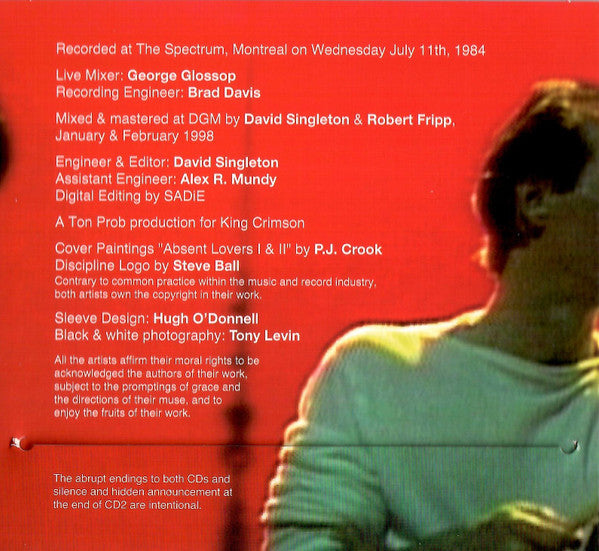 King Crimson : Absent Lovers (Live In Montreal 1984) (2xCD, Album, RE, Dig)