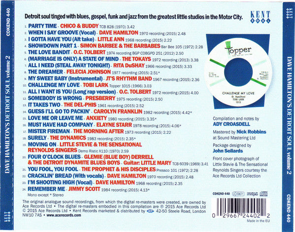 Dave Hamilton : Dave Hamilton's Detroit Soul Volume 2 (CD, Comp)