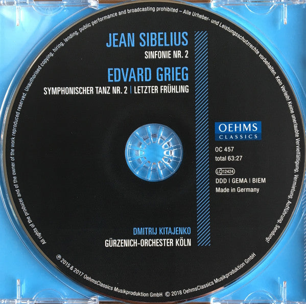 Jean Sibelius, Edvard Grieg, Gürzenich-Orchester Kölner Philharmoniker, Dimitrij Kitaenko : Sinfonie Nr. 2 (CD, Album)