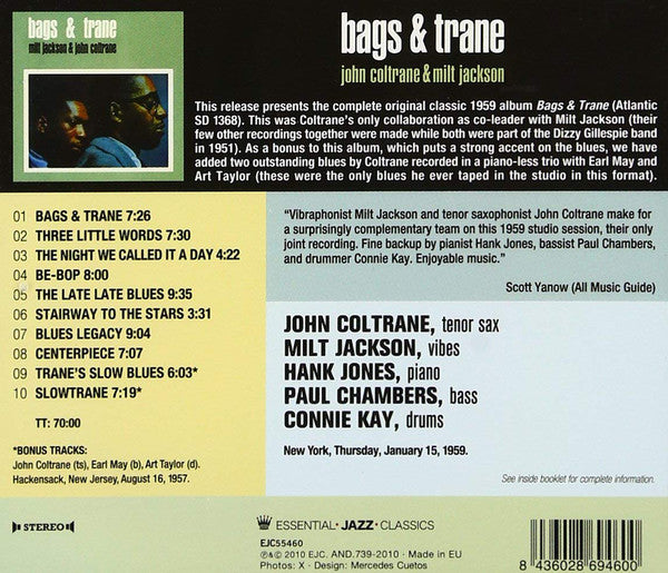 Milt Jackson & John Coltrane : Bags & Trane  (CD, Album, RE)