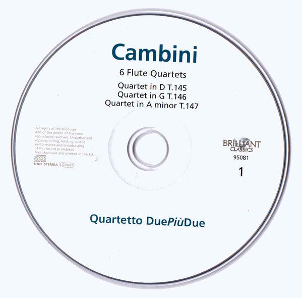 Giovanni Giuseppe Cambini - Quartetto DuePiùDue : 6 Flute Quartets (2xCD, Album)