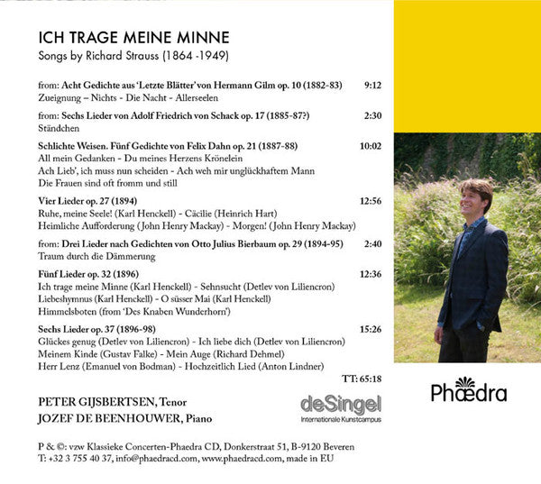 Peter Gijsbertsen, Jozef De Beenhouwer : Ich Trage Meine Minne: Songs By Richard Strauss (CD, Album)