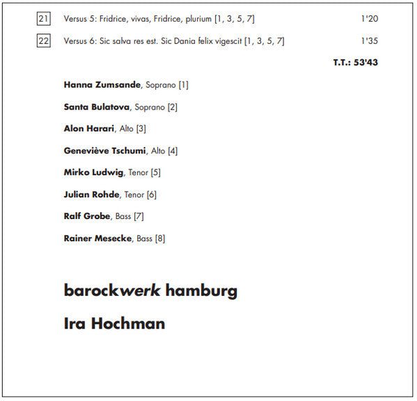 Georg Philipp Telemann, Barockwerk Hamburg, Ira Hochman : Die Dicken Wolken Scheiden Sich; Festmusik Für Altona (CD, Album)