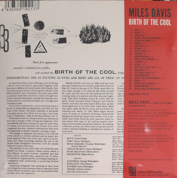 Miles Davis : Birth Of The Cool (CD, Album, Comp, Ltd, RE, RM)
